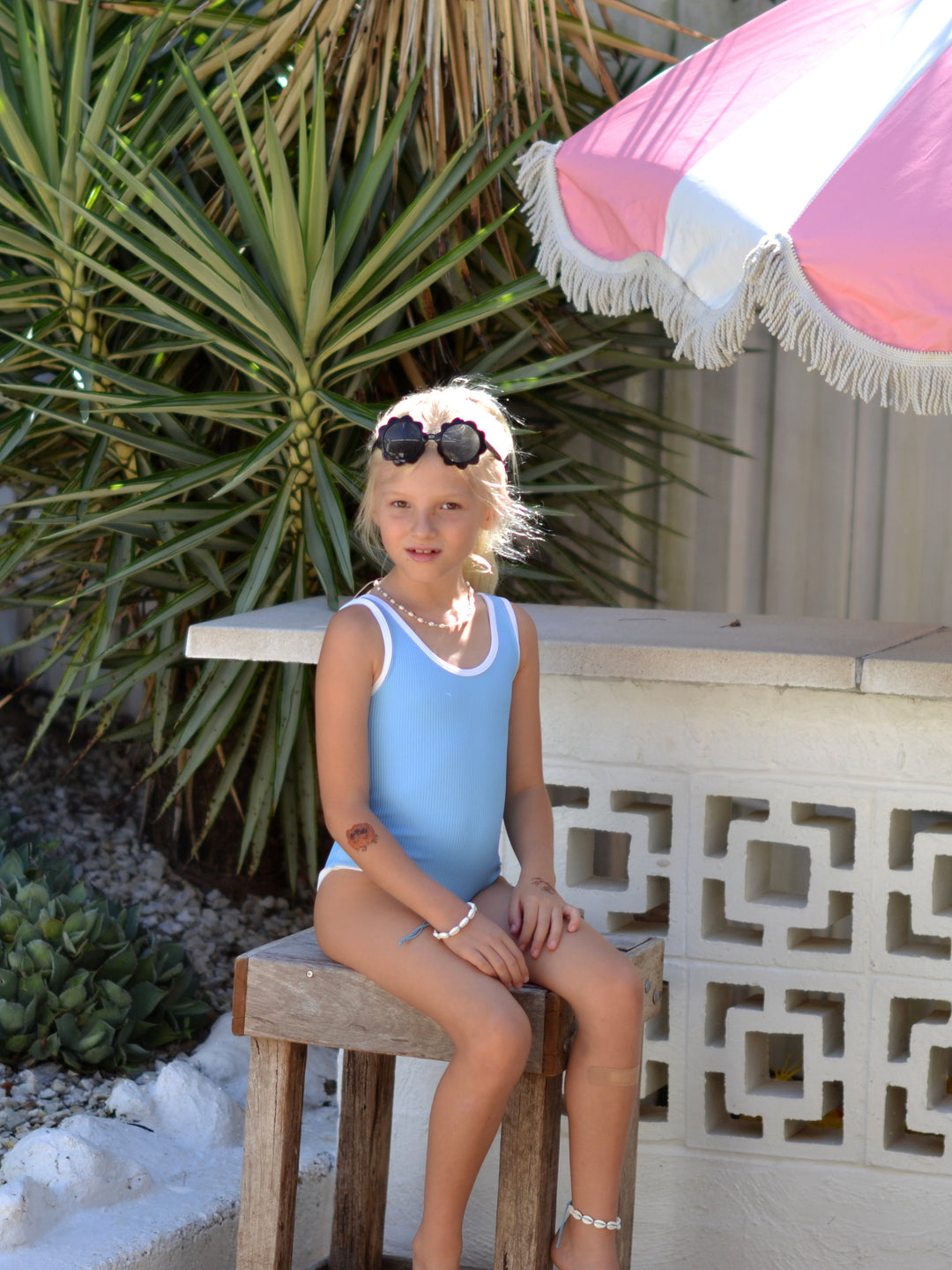 Little Drifters One Piece - Blue Eco Rib