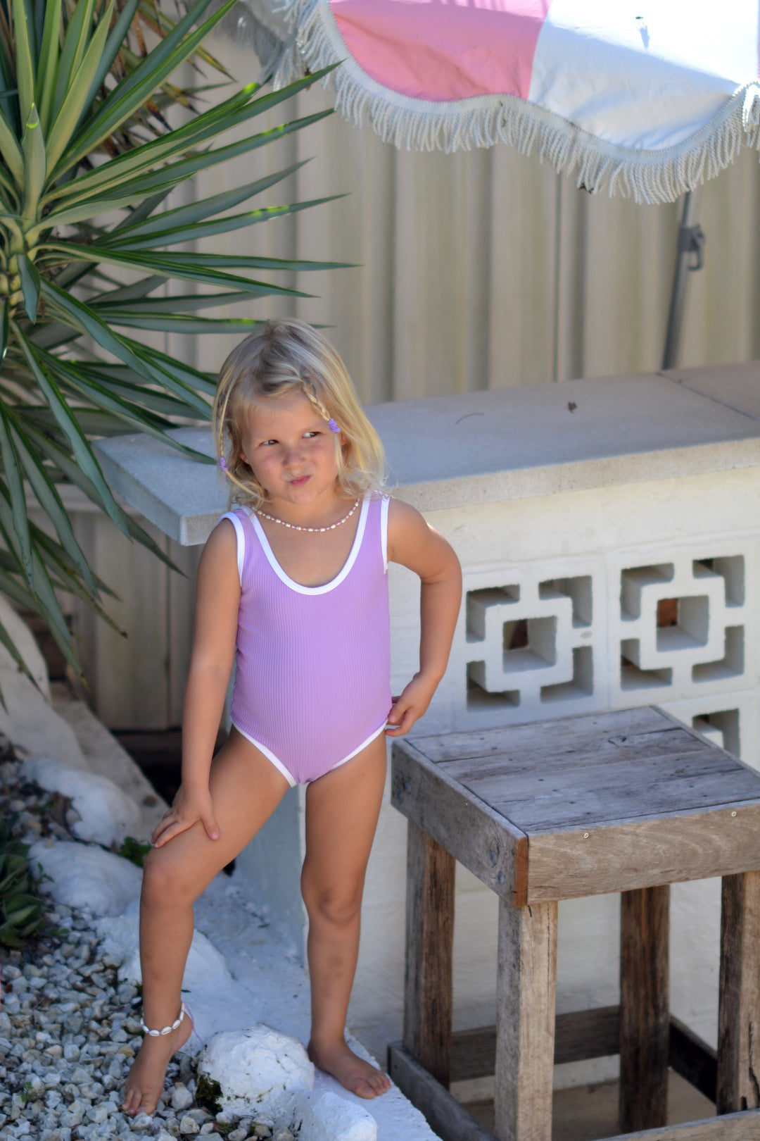 Little Drifters One Piece - Lilac Eco Rib