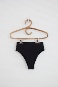 80's Banded Bottom - Black Ribbed