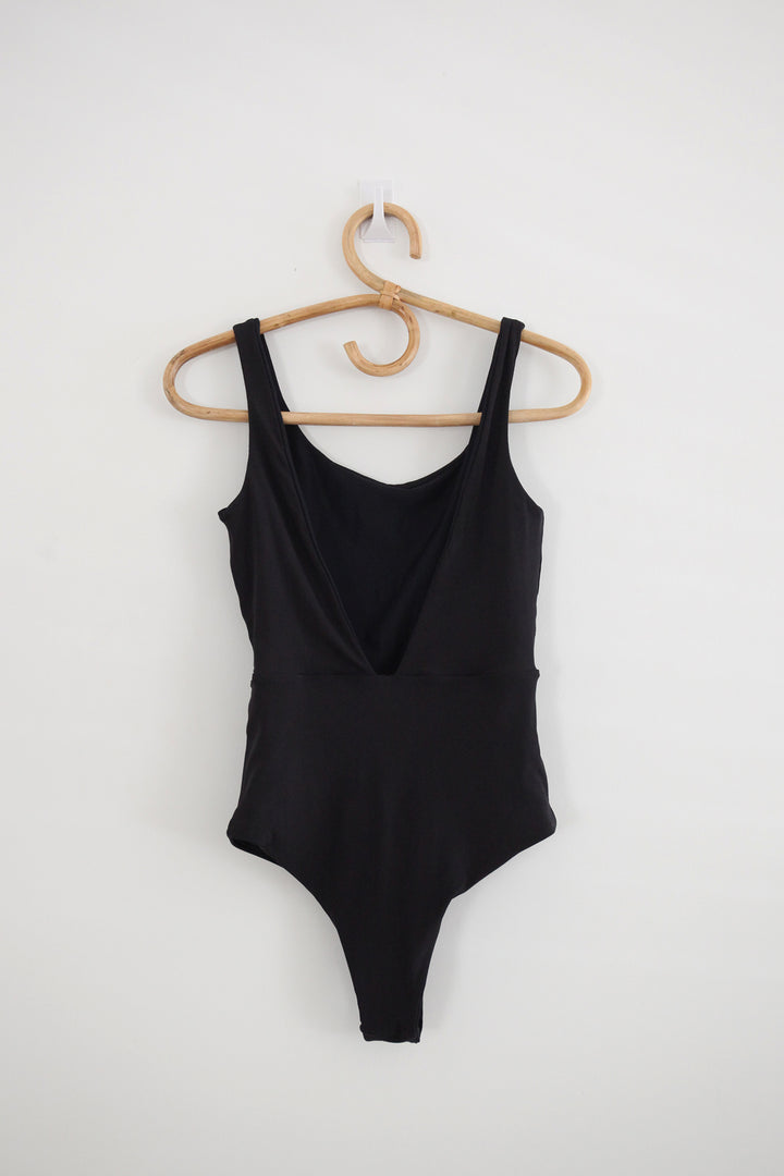 Agnetha One Piece (No Ties) - Black Ribbed