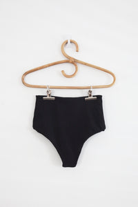 Classic High Waisted Bottom - Black Ribbed